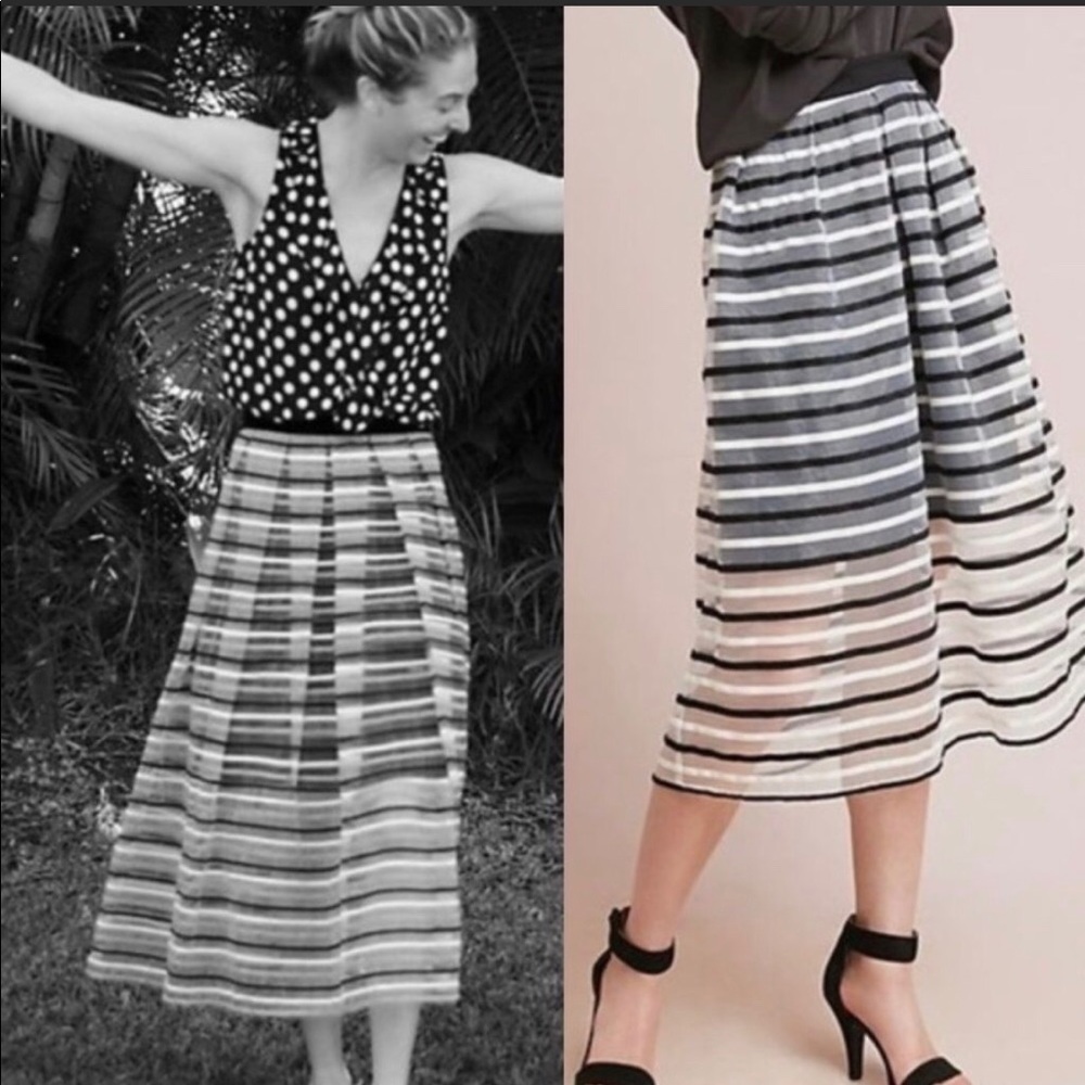 Anthropologie Eva Franco Striped Tulle Skirt